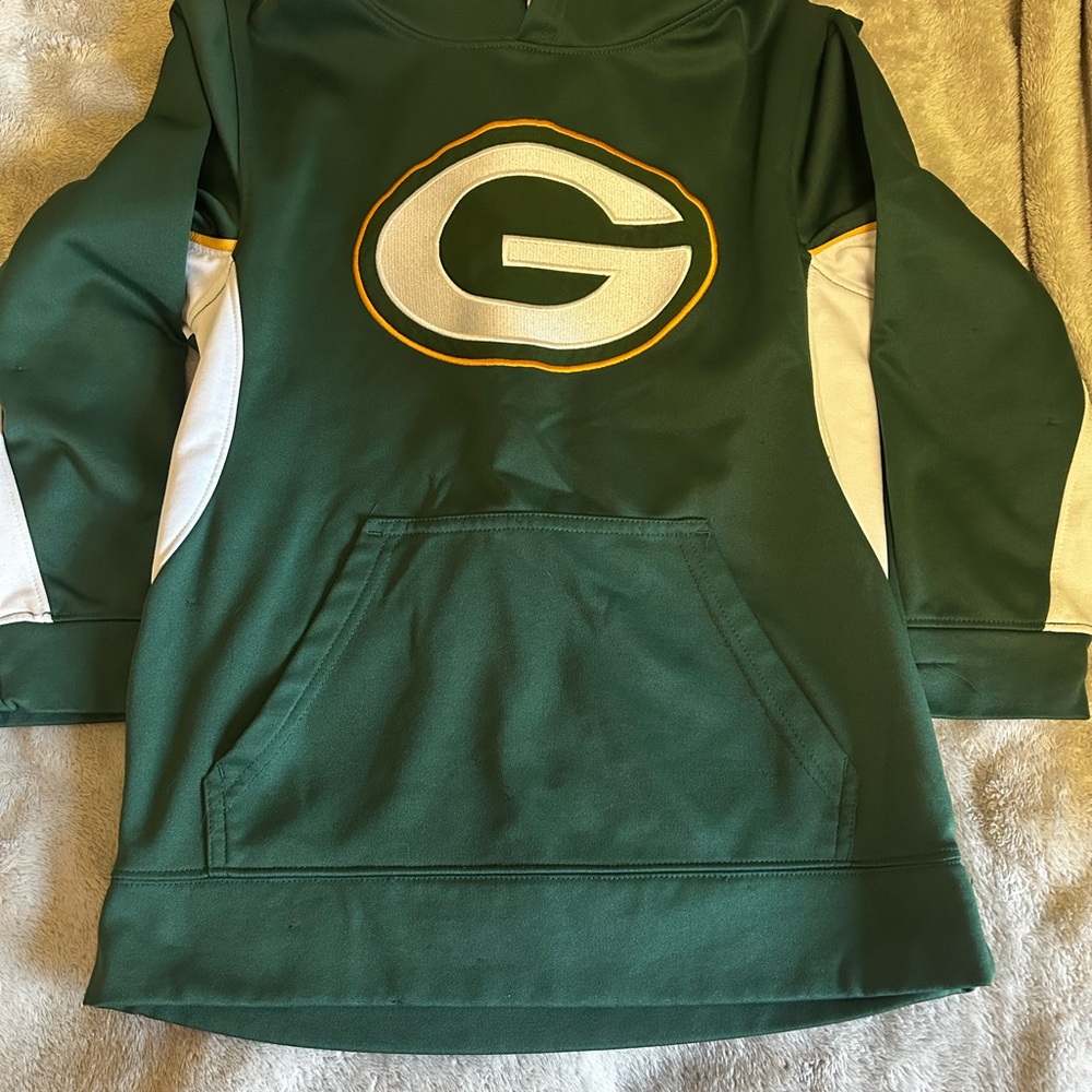 Green and White Hoodie with Logo